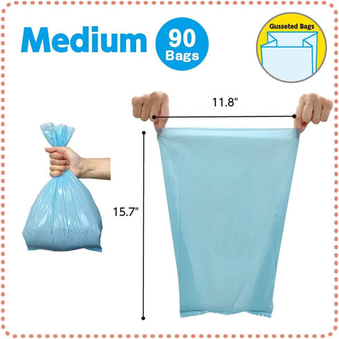 (90 Count, Pack 2) (180 BOS Amazing Odor Sealing Cat Waste Disposal Bags - Durable and Unscented [Size: M, Color: Light