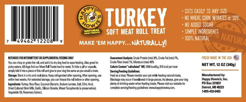 7 Oz (Pack 6) Happy Howie's Soft Meat Roll Treat - Soft Dog Food Rolls, Natural Ingredients, for All Dogs, Made in USA