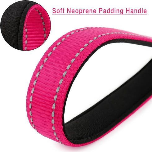 PLUTUS PET Short Dog Leash 10 Inch for Large Dogs with Locking Carabiner Clip & Padded Handle, Pink