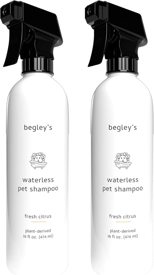 Begley’s Natural No Rinse Waterless Pet Shampoo, Bathless Cleaning, Deodorizing for Dogs, Puppies, and Cats - Fresh