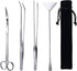 15in Aquascape Tools, 4 in 1 Long Aquarium Tweezers, Scissors, Spatula Set for Aquatic Plants and Terrariums