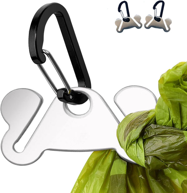 2PCS Dog Poop Bag Holder, Waste Holder for Dispenser Carrier, Hands-Free Metal