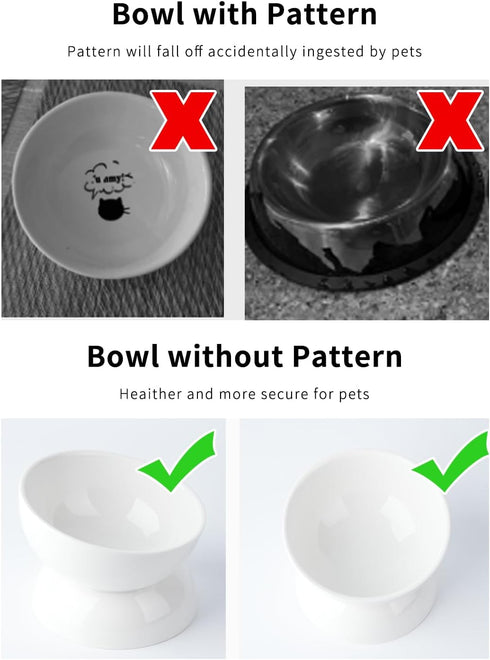 Elevated Cat Water Bowl, 16 OZ Ceramic Dish, 15° Tilted Anti Vomiting Pet Food Bowl for Spines and Whisker Fatigue