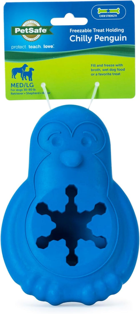 PetSafe Chilly Penguin, Freezable Dog Toy for Medium and Large Dogs, Interactive Pet Puzzle to Fill with Treats