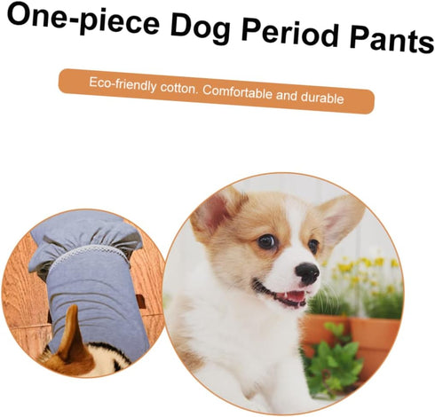 3pcs One-Piece Dog Period Pants Underwear for Female Dogs Light Grey Absorbent Diaper Design for Menstrual Care Keeps