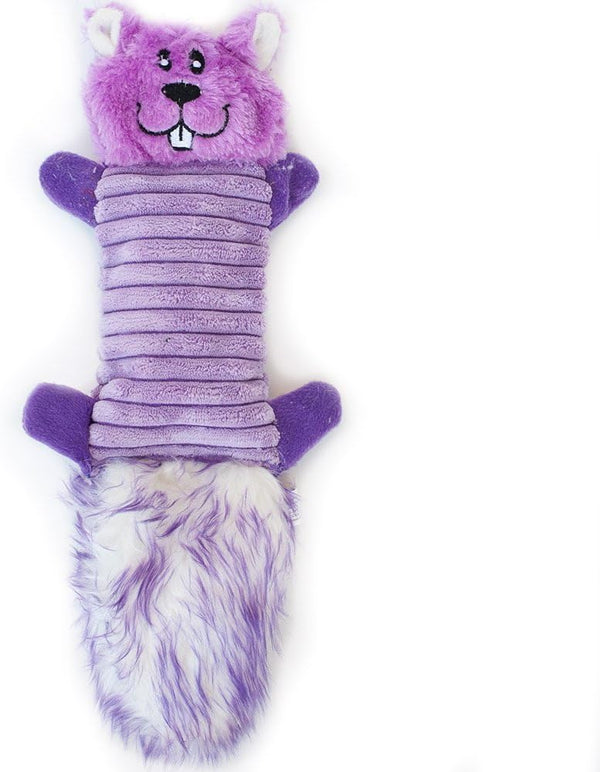 Zingy No Stuffing Durable Squeaky Plush Dog Toy, Purple Squirrel, ZippyPaws