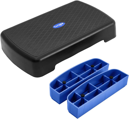 Yes4All 18.9" Aerobic Exercise Step Platform with 2 Risers, Adjustable Height Workout Stepper 3" 5.1" for Home Gym by Yes4All