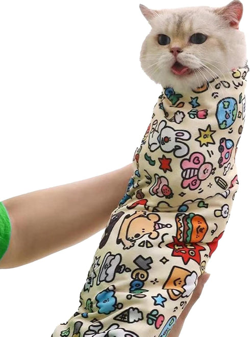 hurifeng Cat Grooming Wrap Self-Adhesive Anti-Scratch Swaddle Restraint Bag for Stress-Free Nail Clipping,