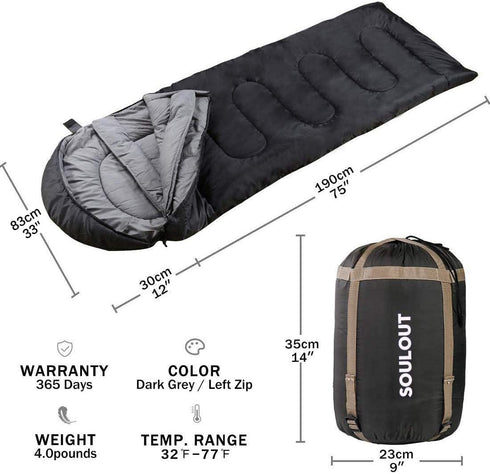 Sleeping Bag 3-4 Seasons | Lightweight, Portable, Waterproof for Adults & Kids, Indoor & Outdoor