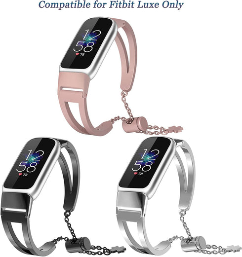 NINKI Slim Bracelet Band for Fitbit Luxe, Adjustable Metal Dressy Strap for Women, Slim Replacement Band