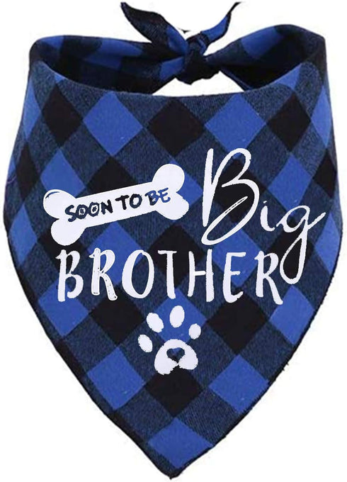 Big Brother Dog Bandana - Reversible Plaid Triangle Bibs Pet Scarf