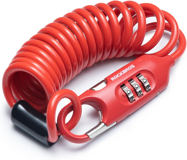 ROCKBROS Bike Lock Cable Combination, High Security 6FT Long Portable Lock for Bicycle and Scooter