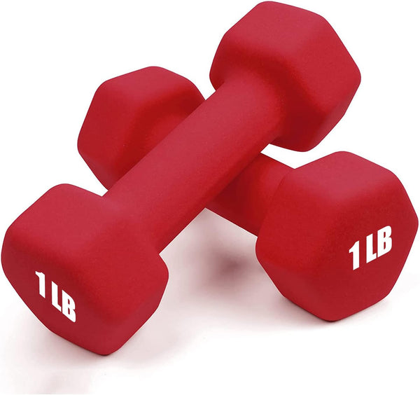 Portzon Weights Dumbbells Set of 2 - 10 Color Options, 1-15 LB Neoprene Dumbbells, Anti-Slip & Hex Shape