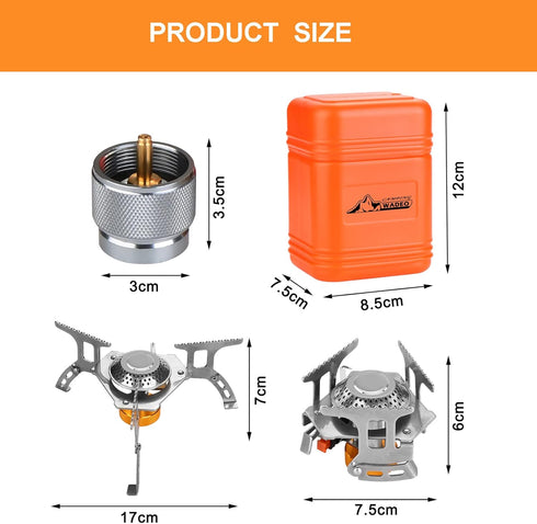 WADEO Camping Gas Stove, 3700W Portable Backpacking Burner with Piezo Ignition and Carrying Case