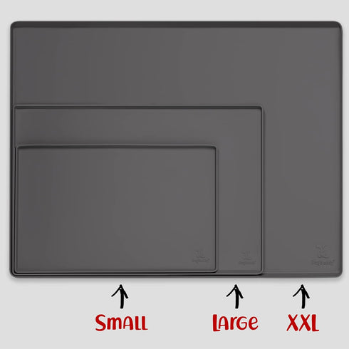 DogBuddy Dog Food Mat - Waterproof Dog Mat for Dog Bowls, Silicone Mat for Dog Food and Water Bowl, Rubber Dog Bowl Mat with Edges, Nonslip Pet Food Mat, Dog Feeding Mat (Small: 19"x12", Shadow)