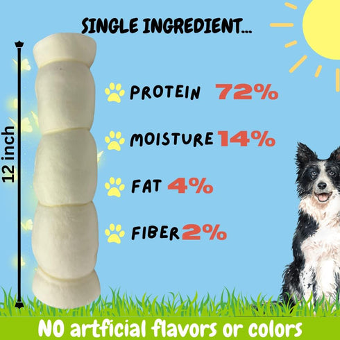 (10-12" 3 Count) BULLYSTICKS & MORE Beef Cheek Rolls for Dogs Extra Thick - - Beef Cheek Bones for Dogs - Dog Parents