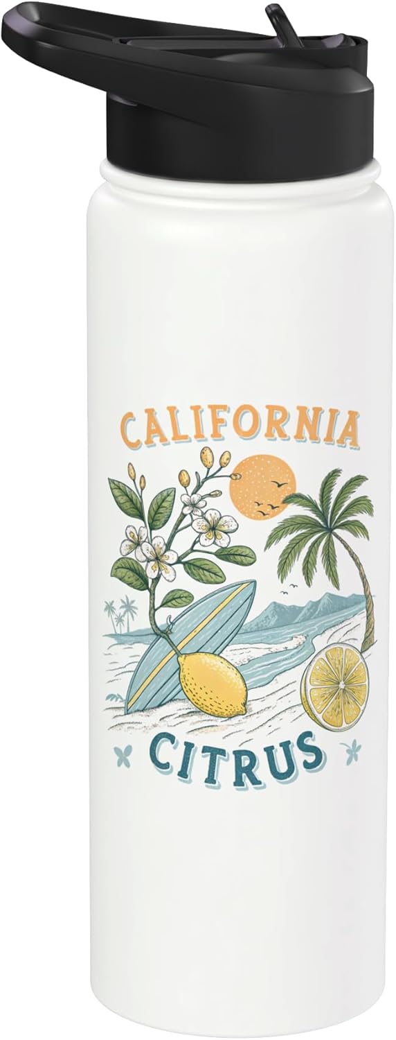 Souvenir Shirt California Citrus Sunshine Vintage Graphic Souvenir Stainless Steel Insulated Water Bottle