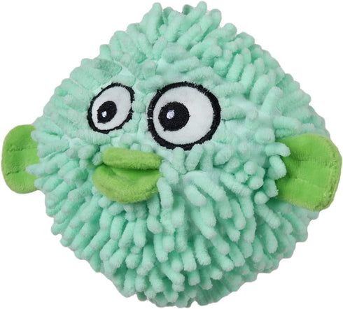 SmartPetLove Snuggle Puppy Tender-Tuffs Ball, Round Pufferfish Tough Dog Toy with Squeaker