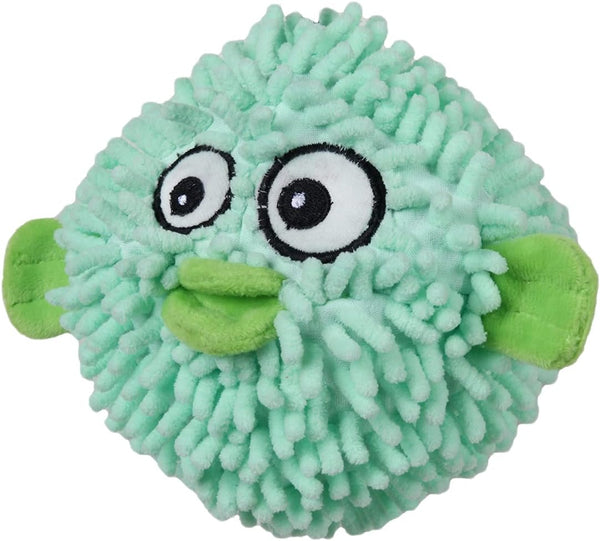 SmartPetLove Snuggle Puppy Tender-Tuffs Ball, Round Pufferfish Tough Dog Toy with Squeaker