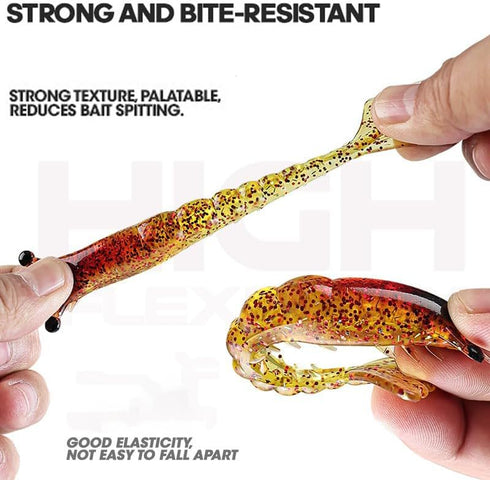 Wxbimksza 10-pcs 5colors 0.21oz/3.74in 0.35oz/4.53in Sinking Biomimetic Shrimp Soft Lure Artificial Fishing Bait