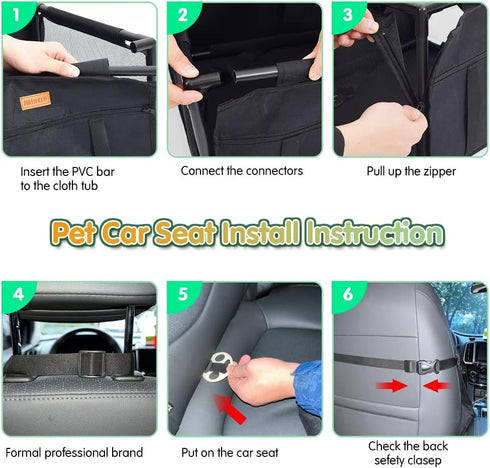 SWIHELP Dog Car Seat Puppy Portable Pet Booster Car Seat with Clip-On Safety Leash and Stable Fram, Anti-Collapse,Perfect for Small Pets