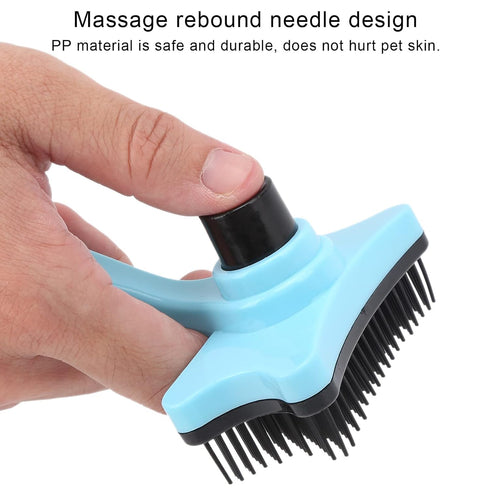 GLOGLOW Pet Grooming Brush, Self Cleaning Slicker Brush for Dogs Cats, Gently Removes Loose Undercoat (Blue)