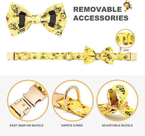 Beirui Soft Comfy Dog Bow Tie Collar with Multicolor Patterns, Cute Collars with Metal Buckle for Small Medium Large