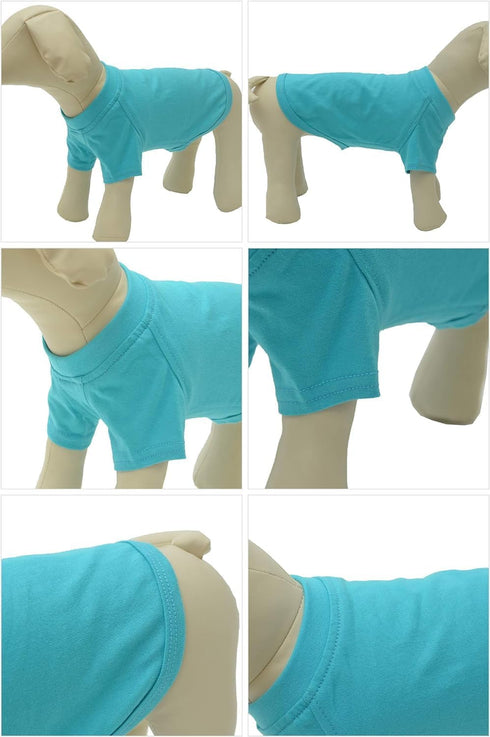 Lovelonglong Pet Clothing Dog Costumes Basic Blank T-Shirt Tee Shirts for Medium Dogs, Turquoise, XXL