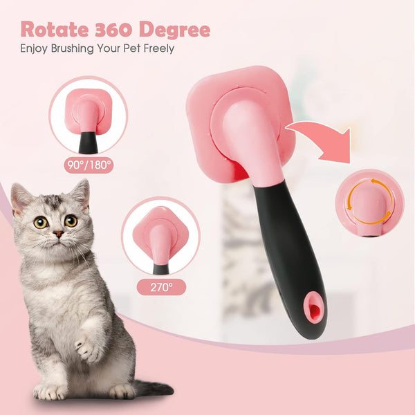 Slicker Brush, PETPAWJOY Dog Brush for Gently Cleaning Shedding Dog Hair for Small Dogs and Cats (Pink)