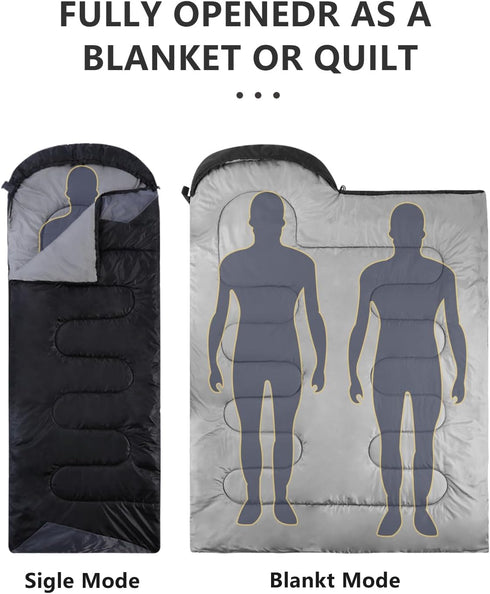 Sleeping Bags for Adults, Lightweight Waterproof Cold Weather Sleeping Bag for Camping and Hiking