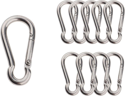 Olivia & Oliver Stainless Steel Carabiner - Heavy Duty Spring Snap Hook Keychain Clip for Fitness, Camping, Hiking