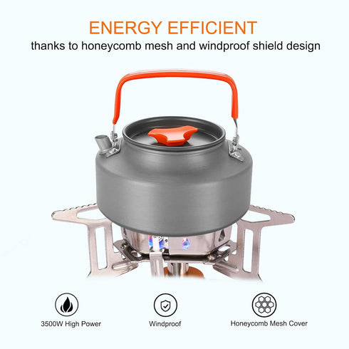 Portable Backpacking Stove with Piezo Ignition, Windproof Camping Gas Stove for Outdoor Camping Hiking Picnic