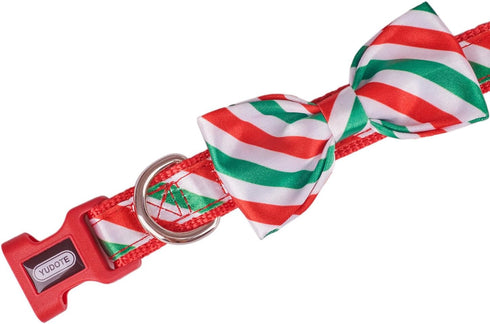 Christmas Dog Collar with Detachable Bow Tie, Adjustable for Large Dogs, Neck 16"-25"