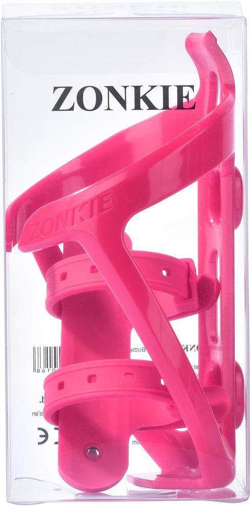 ZONKIE Bicycle Bottle Cages, Plastic Bike Bottle Holder with Mounting Base, Pink