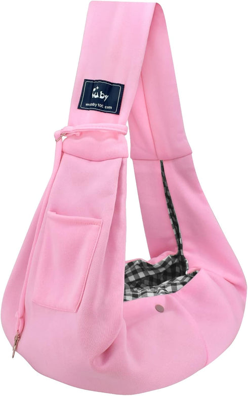 CUBY Dog and Cat Sling Carrier - Hands Free Reversible Pet Papoose Bag for Puppy, Small Dogs Cats Outdoor, Pink