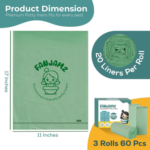 60 Count 2-in-1 17 11 inches Potty Liners for Toddlers & Pets Compatible with OXO Tot Go Potty- x Leak-Proof Disposable