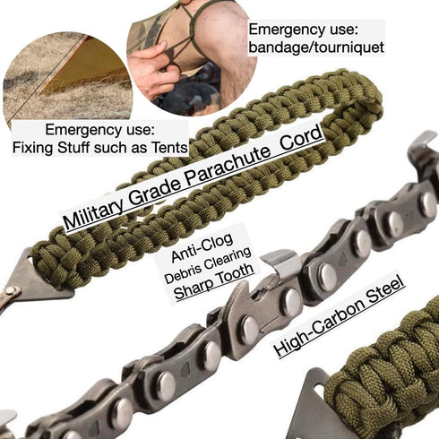 Pocket Survival Hand Chainsaw with Paracord Handle, Ideal for Outdoor Camping, Hiking, Fishing, Hunting Emergency Tools