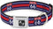 Dog Collar with Seatbelt Buckle, Route 66 Highway Sign Stripe, Blue White Red, 18 to 32 Inches, 1.5 Inch Wide