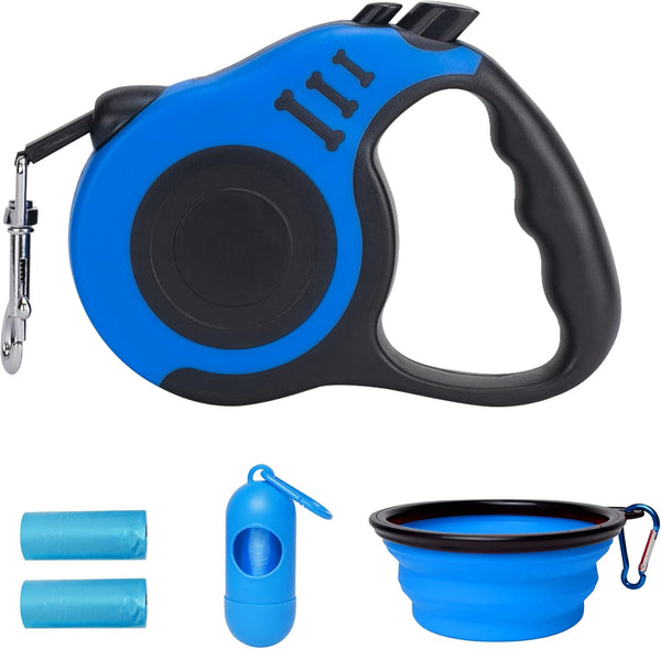 Retractable Dog Leash, Automatic Telescopic Tractor Tape, 10/16 FT Durable with Folding Bowl, Dispenser for Small