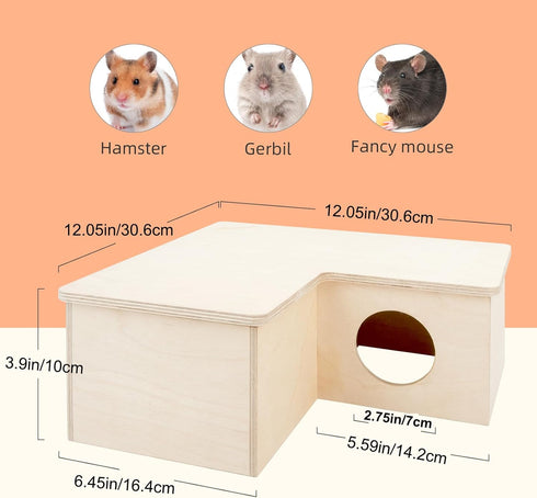 Niteangel Multi-Chamber Hamster House Maze, Multi-Room Hideouts & Tunnel Toys for Hamster, Gerbils, Mice (3-Room Large)