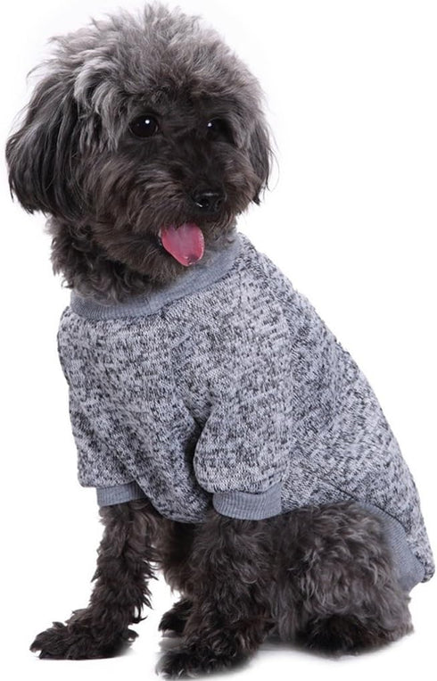 Pet Dog Classic Knitwear Sweater, Warm Winter Puppy Coat, Soft Sweater for Small Dogs (XXS, Grey)