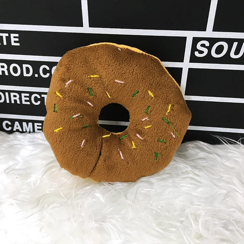 Random Color Donut-Shape Pet Toy - Squeaky Chews for Puppy Dogs and Cats, Sturdy and Practical Design