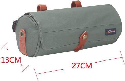 TOURBON Waxed Canvas Bicycle Top Tube Bag - Bike Handlebar Basket