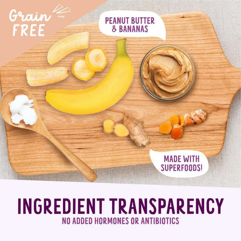Health Extension Oven-Baked Dog Treats, 6oz, Peanut Butter & Banana Recipe, Gluten & Grain-Free, Crunchy Biscuits