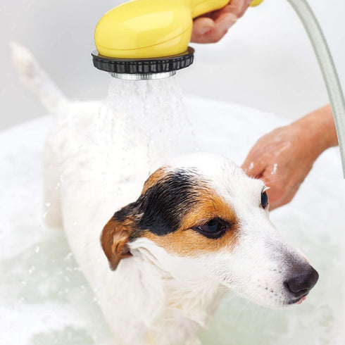 Deluxe Indoor/Outdoor Pet Washer - Dog Shower Attachment with Dual Connectors, Soft Rubber Massage Fingers, Dual Spray