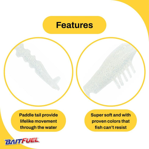 GO2 X65 3.5-Inch, 2-Pack BAITFUEL Saltwater Shrimp Supercharged with Saltwater Formula | Natural