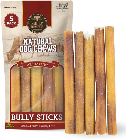 Bully Bunches Premium 6 Inch Standard Odor-Free Bully Sticks for Small to