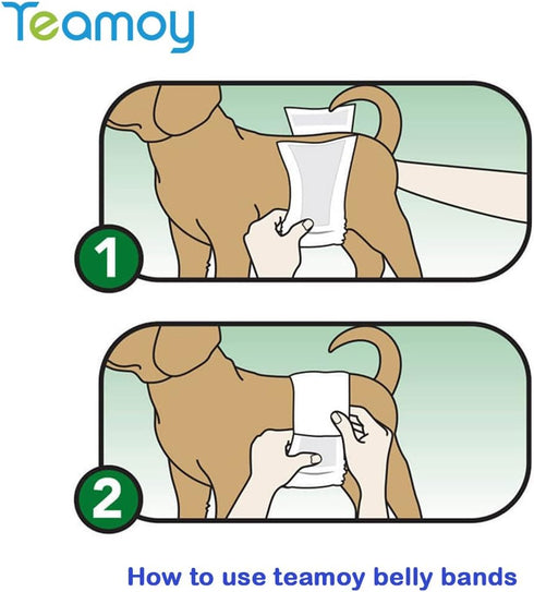 Teamoy Male Dog Belly Bands Washable 4-Pack, Reusable Dog Diapers Wraps for Incontinence