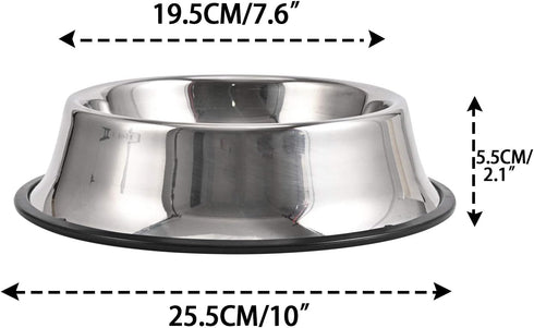 2Packs Stainless Steel Dog Bowl with Anti-Skid Rubber Base for Small/Medium/Large Pet, Perfect Dish, Pets Feeder Bowl and Water Bowl Perfect Choice for Dog Puppy Cat and Kitten (26oz)