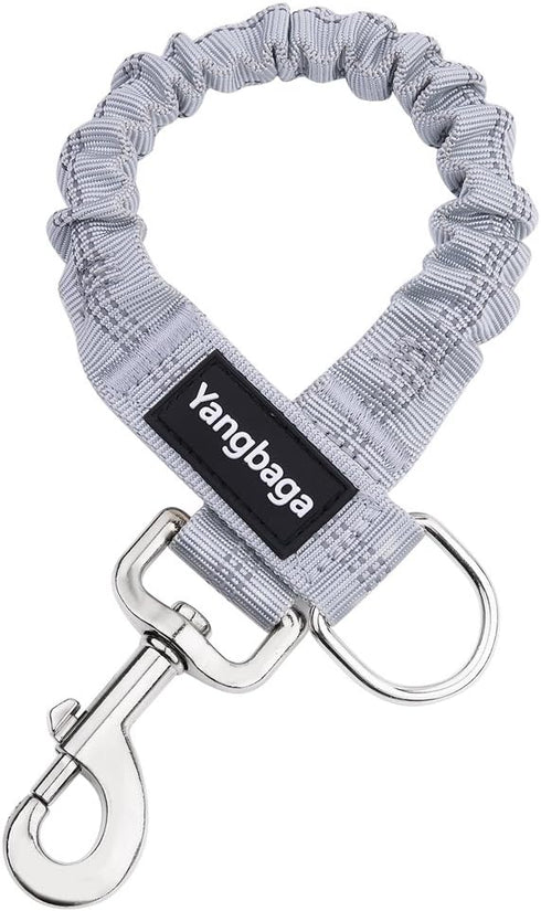 Yangbaga Dog Leash Extender, Shock Absorber Bungee Leash Attachment, Durable Nylon, Grey, 17''-23’’